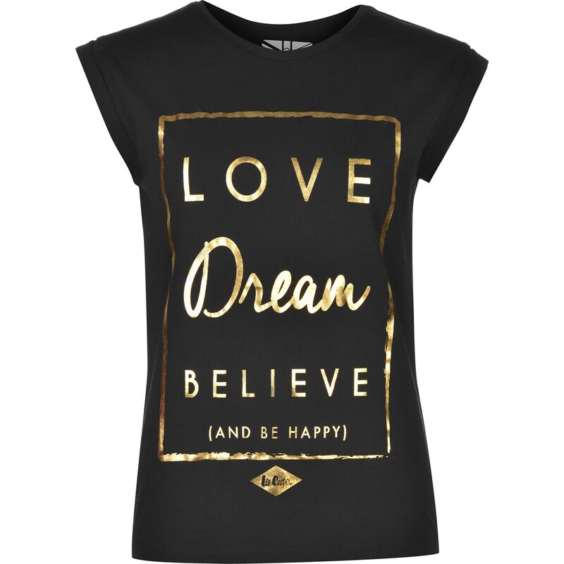 Tričko Lee Cooper Cooper Love Dream Believe Graphic dám. černá XL
