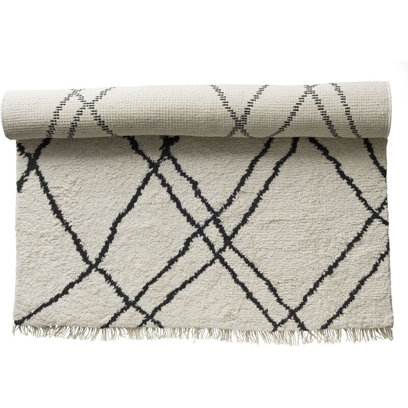 Vlněný koberec Wool White/Black 140x200 cm
