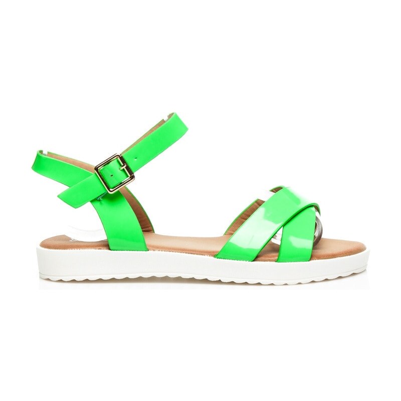 BEST SHOES Zelené lakované sandály