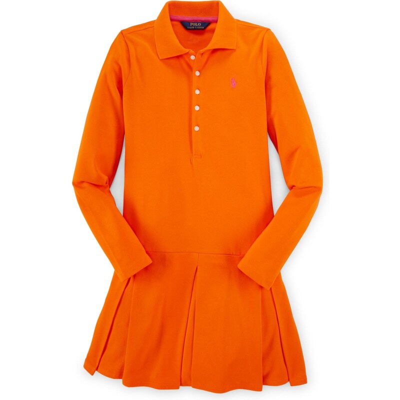 Ralph Lauren dívčí šaty Pleated Stretch Polo