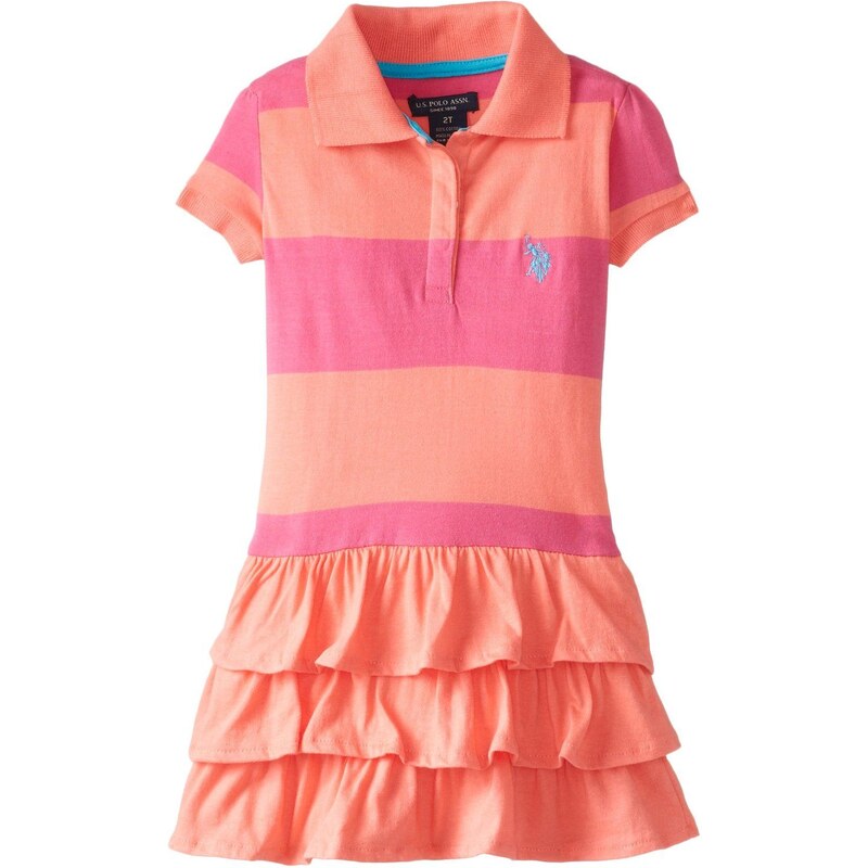 U.S. Polo Assn. oblečení pro dívky Ruffled Striped Polo Dress