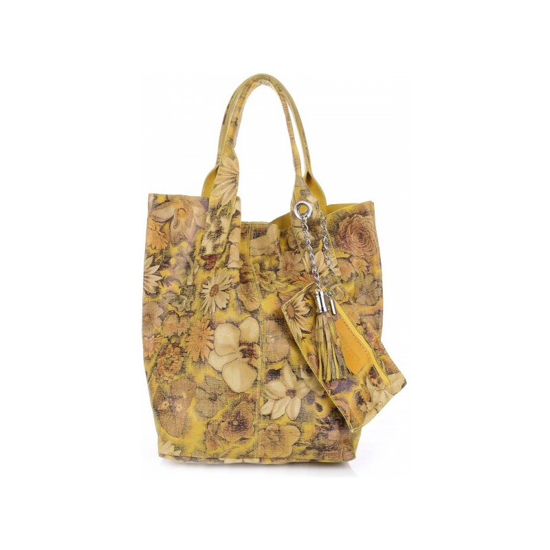 VITTORIA GOTTI Made in Italy Módní Kožená kabelka Shopperbag multicolor - Žlutá
