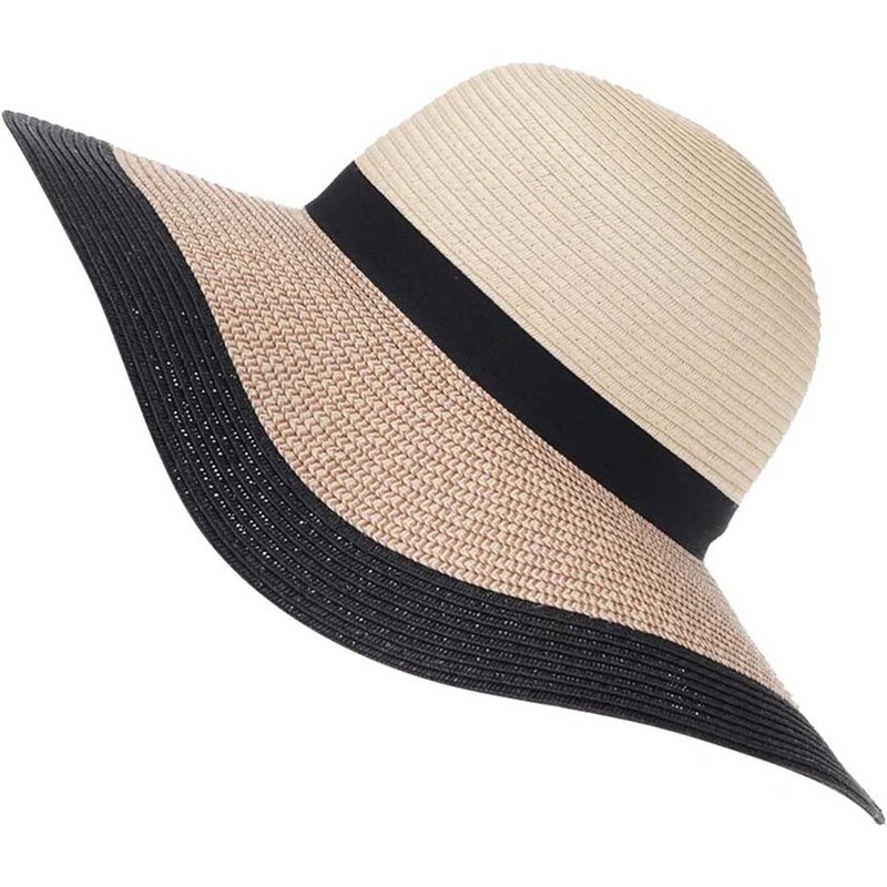 Slaměný klobouk s černým lemem Vero Moda Kattie