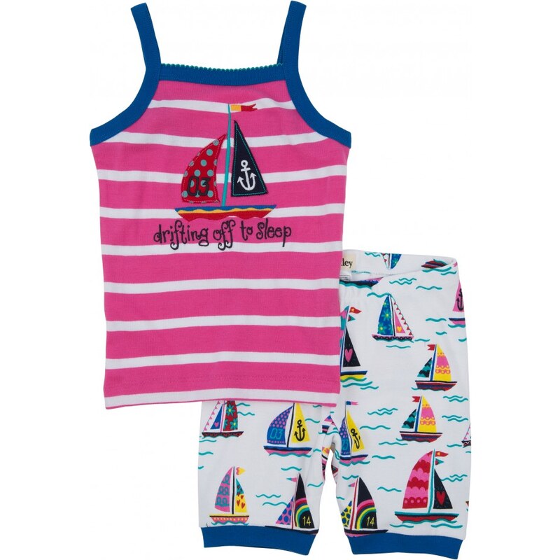 Hatley Dívčí letní pyžamo s lodičkami - růžovo-bílé