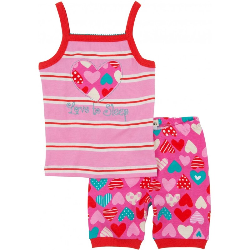 Hatley Dívčí letní pyžamo se srdíčky - růžové