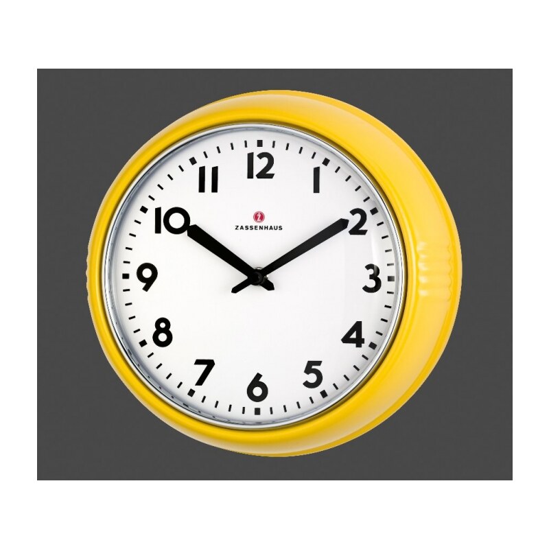Zassenhaus retro nástěnné hodiny, 24 cm, žluté