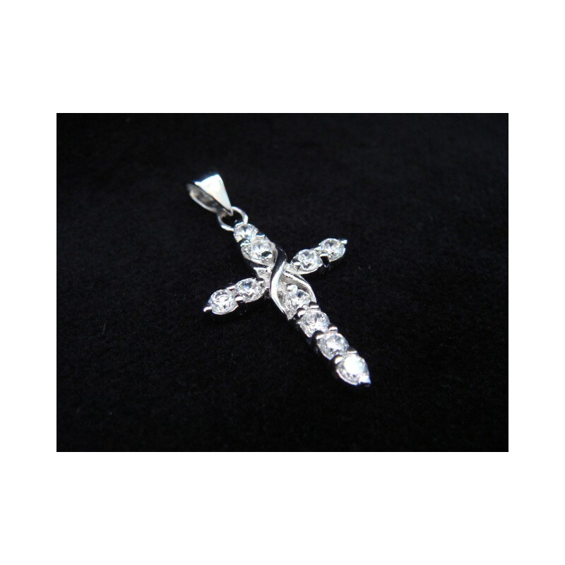 Stříbrný zirkonový křížek s propletencem