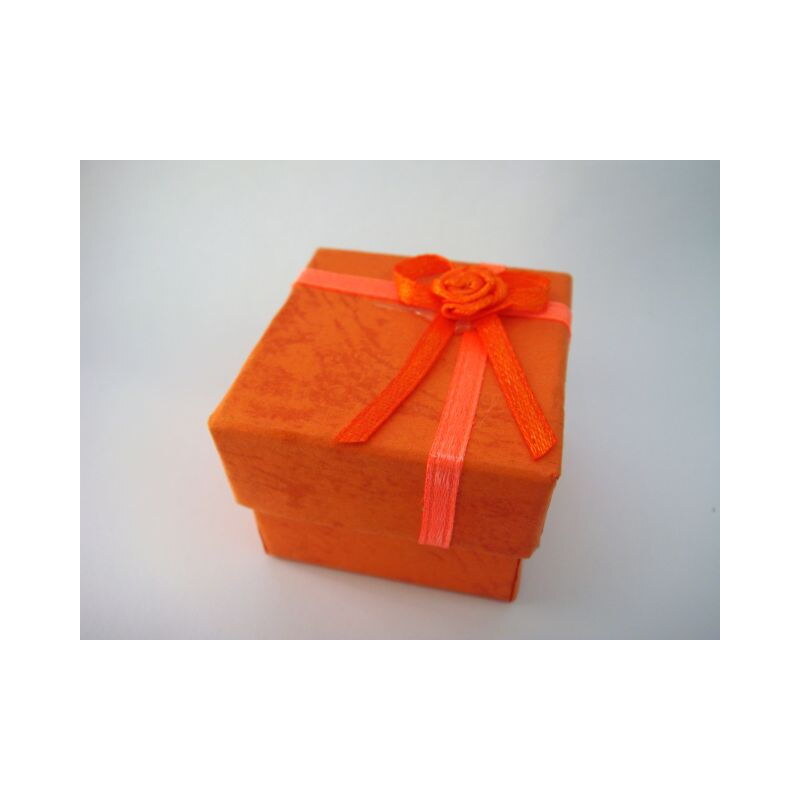 Papírová dárková krabička s růžičkou oranžová