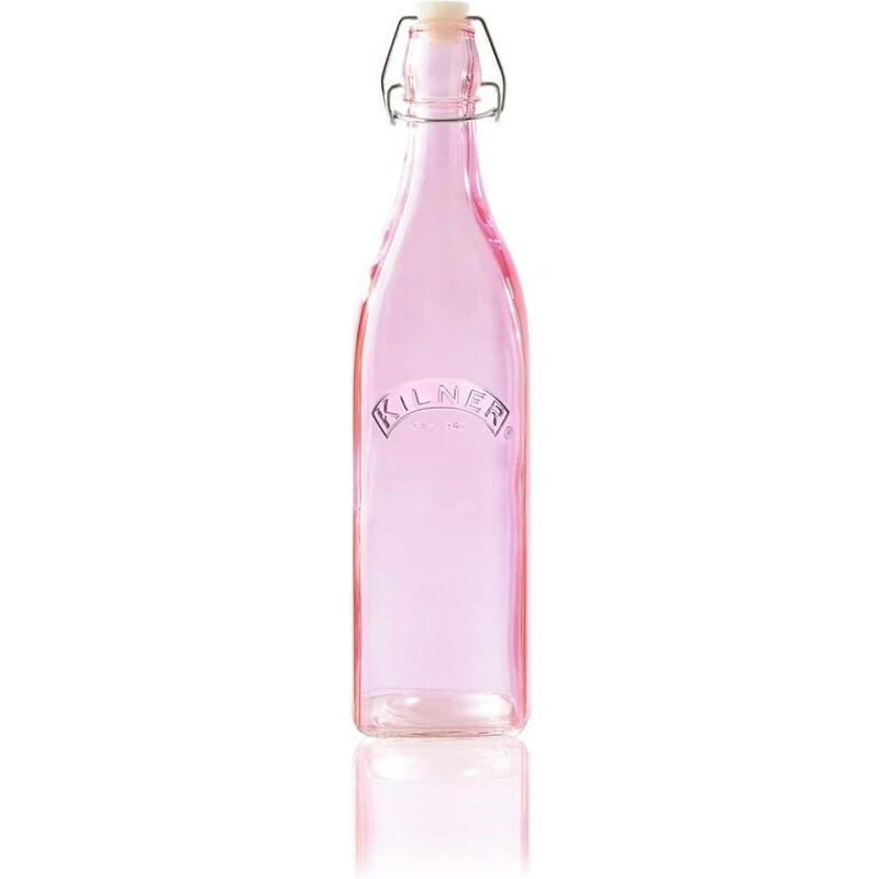 KILNER Hranatá lahev s klipem Pink 1 l