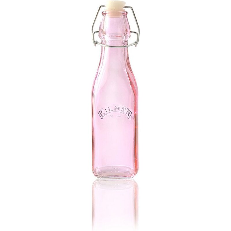 KILNER Skleněná lahvička s klipem Pink 250 ml