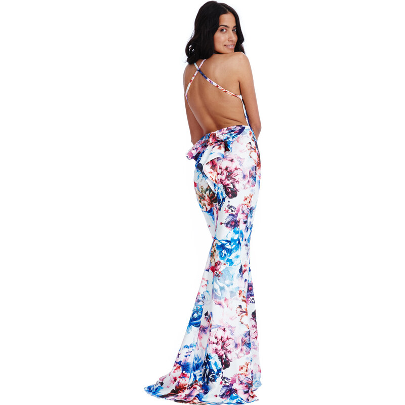 Goddiva Modro-bílé květované šaty Sevila