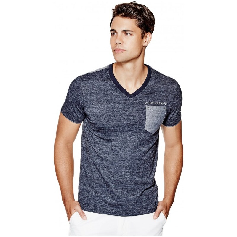 GUESS GUESS Winton V-Neck Tee - officer blue