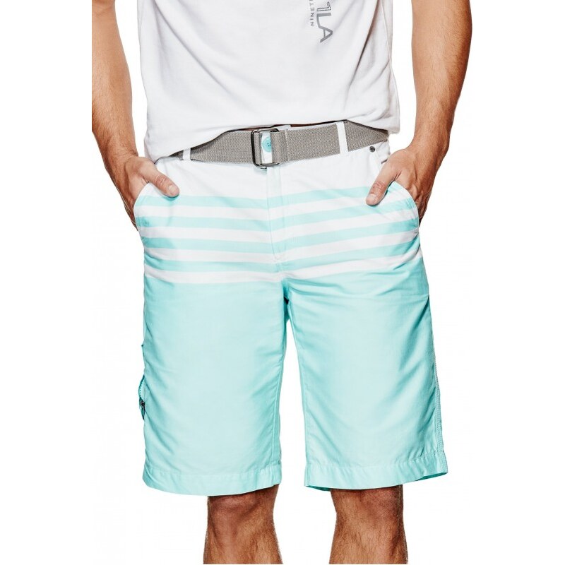 GUESS GUESS Carlyle Color-Blocked Striped Shorts - spring mint