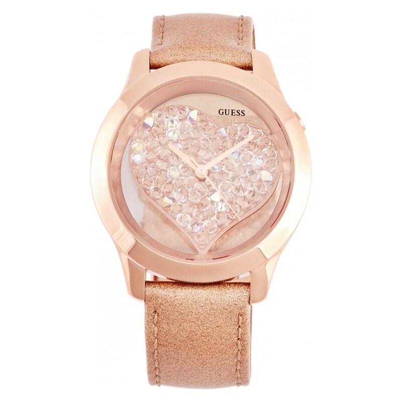 GUESS Rose Gold-Tone Clear Heart Watch - no color