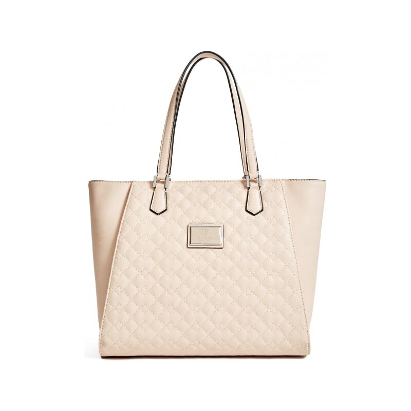 GUESS Crystal Quilted Tote - nude