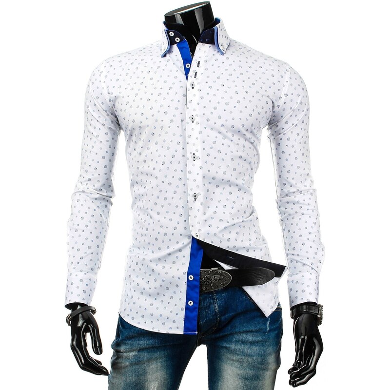 Výrazná bílá LUXUSNÍ košile pro sekáče s puntíky