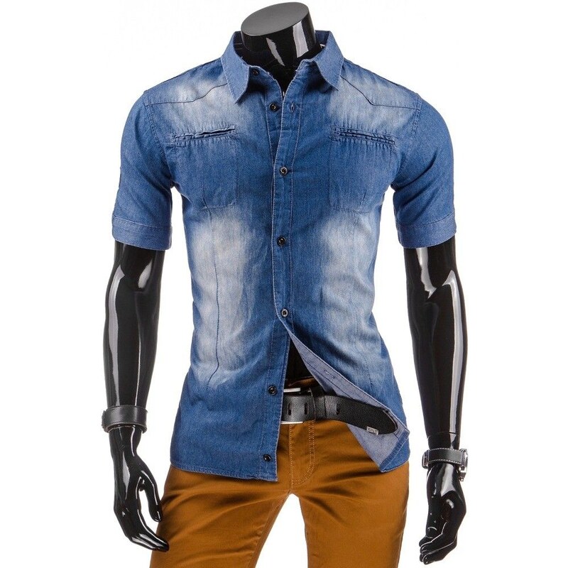 Pánská džínová košile s krátkým rukávem