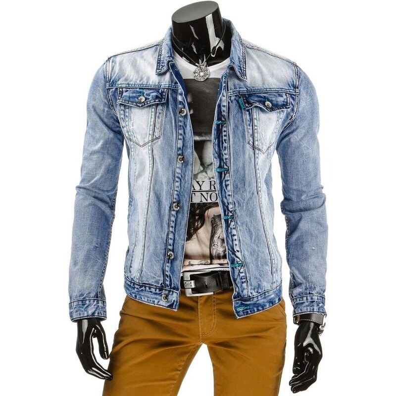 Pánská bledě modrá džínová bunda