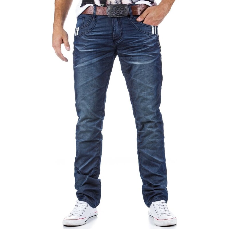 Pánské modré džíny s ozdobnými detaily