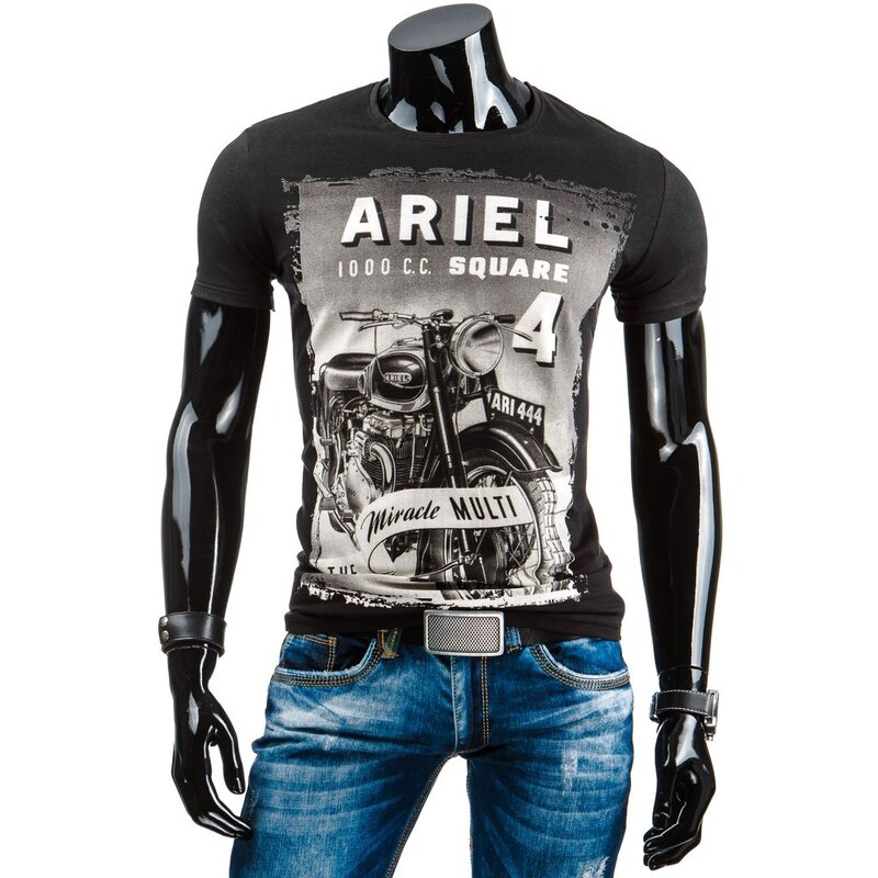 Pánské černé tričko s motorkou ARIEL SQUARE 4