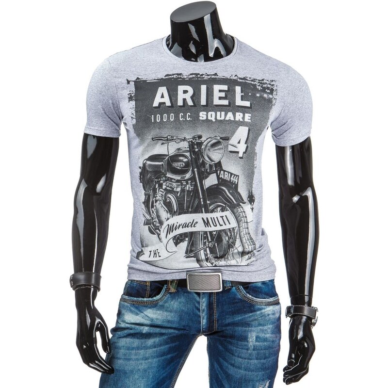 Pánské bílé tričko s motorkou ARIEL SQUARE 4