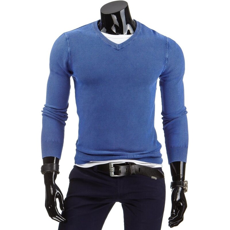 Modrý stylový pánský svetr