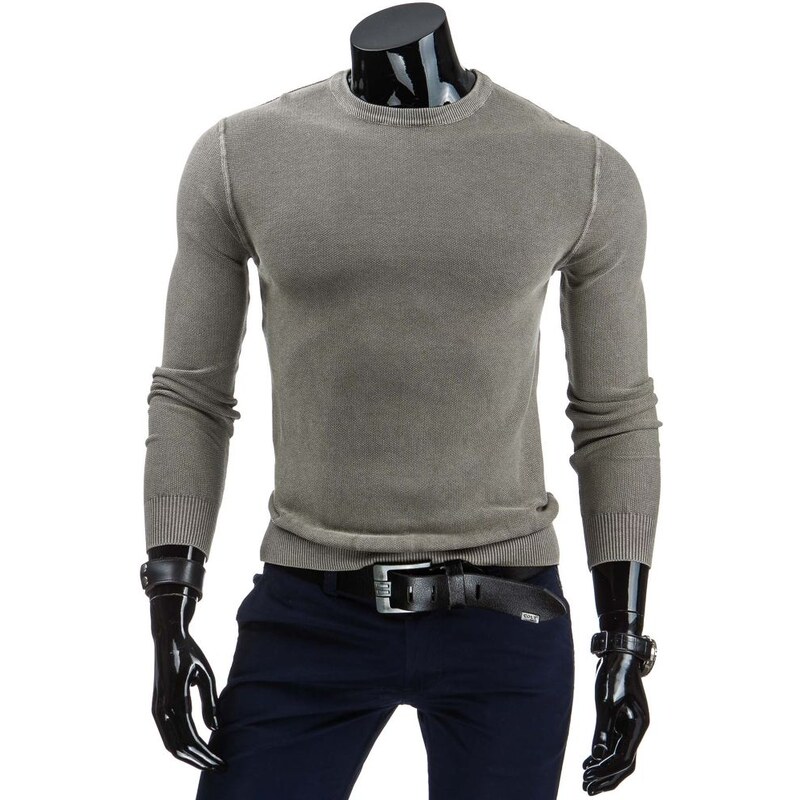 Sametově šedý pánský pulovr s jemným vzorkem