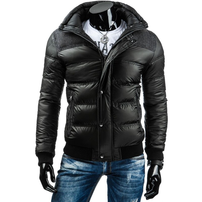Super podšívaná zimní pánská bunda s kapucí černá