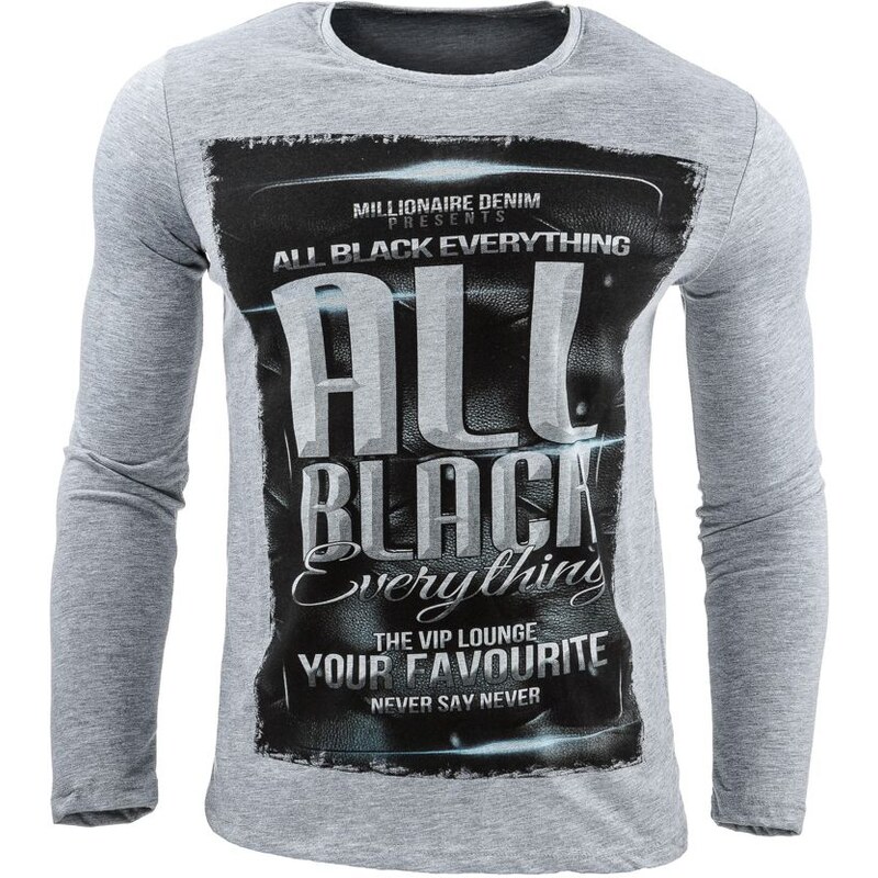 Pánské šedé tričko s dlouhým rukávem ALL BLACK