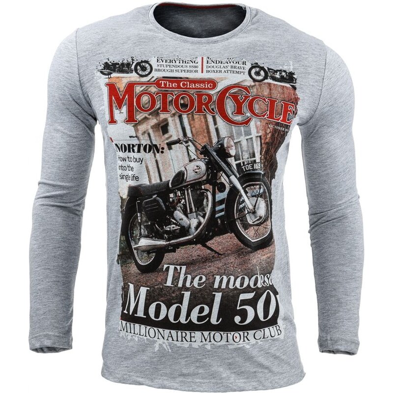 Bavlněné tričko THE CLASSIC MOTORCYCLE šedé