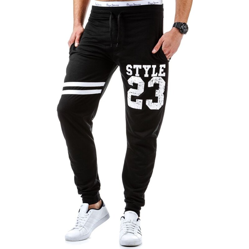 Jednoduché černé sportovní kalhoty STYLE 23