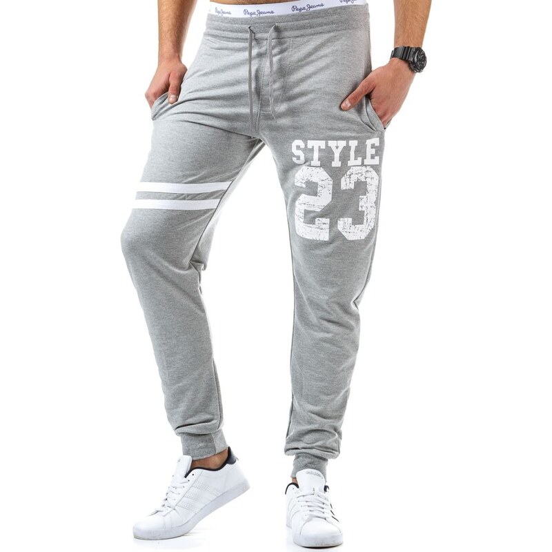 Jednoduché šedé sportovní kalhoty STYLE 23