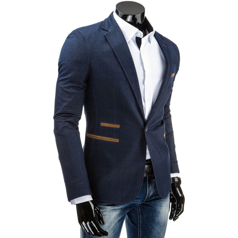 Pánské zeštíhlující elegantní sako v modré barvě
