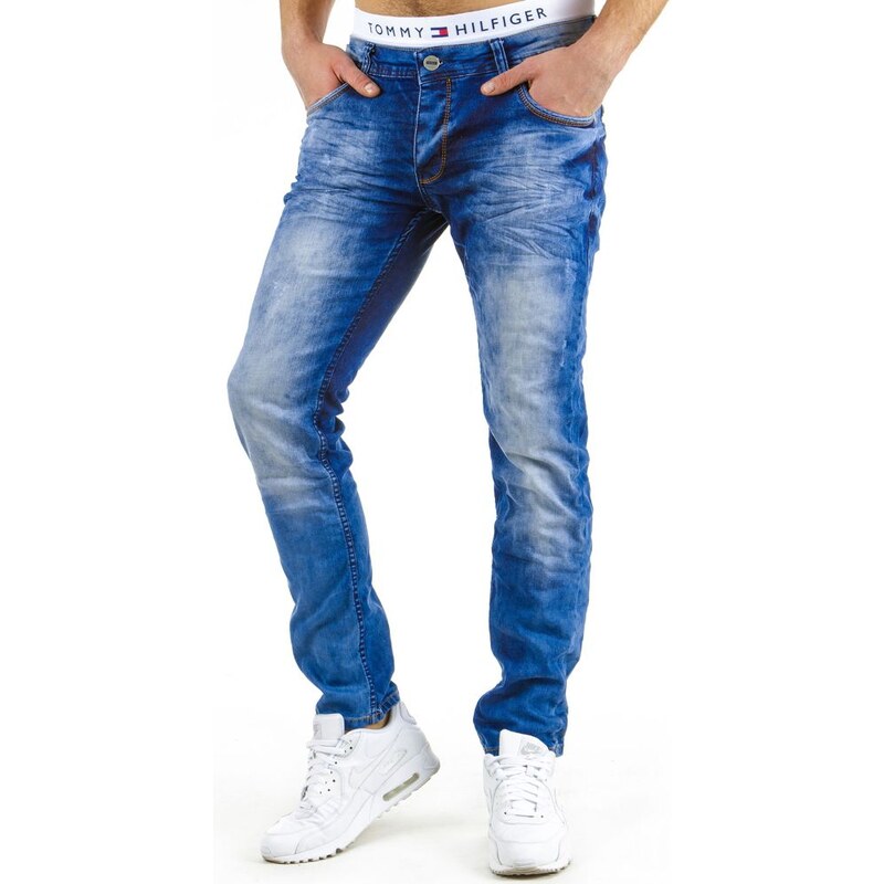 Modré pánské kalhoty džíny na zip