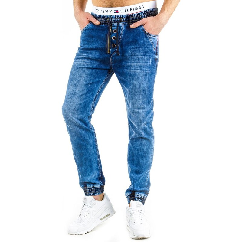 Ležérní pánské kalhoty v modré barvě
