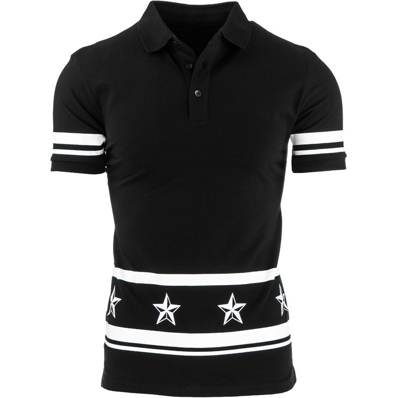 Černé pánské polo tričko s bílými hvězdami