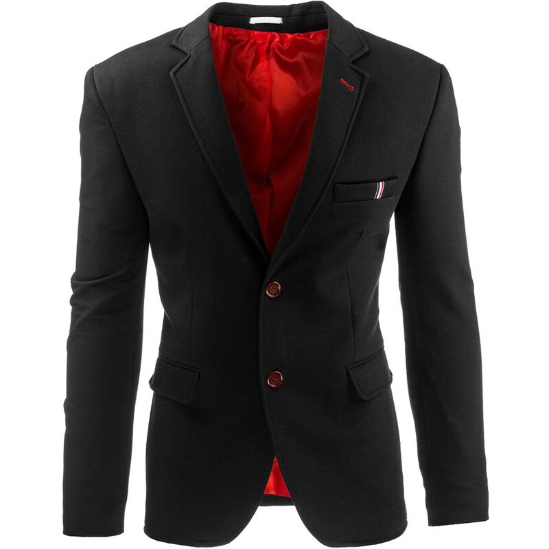 Černé pánské sako s červenými knoflíky