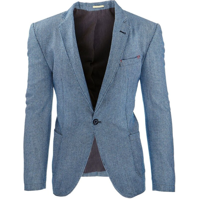 Pánské světle modré elegantní sako s jemným vzorem