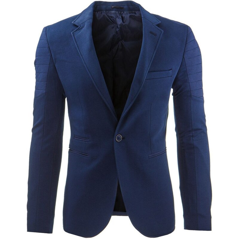 Modré pánské sako s jedním knoflíkem