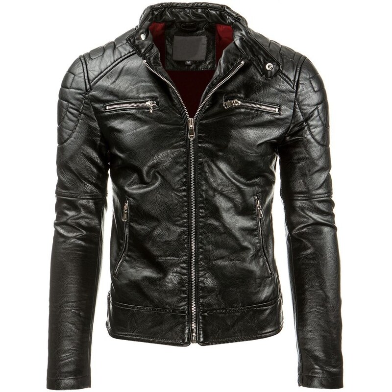 Černá motorkářská kožená bunda
