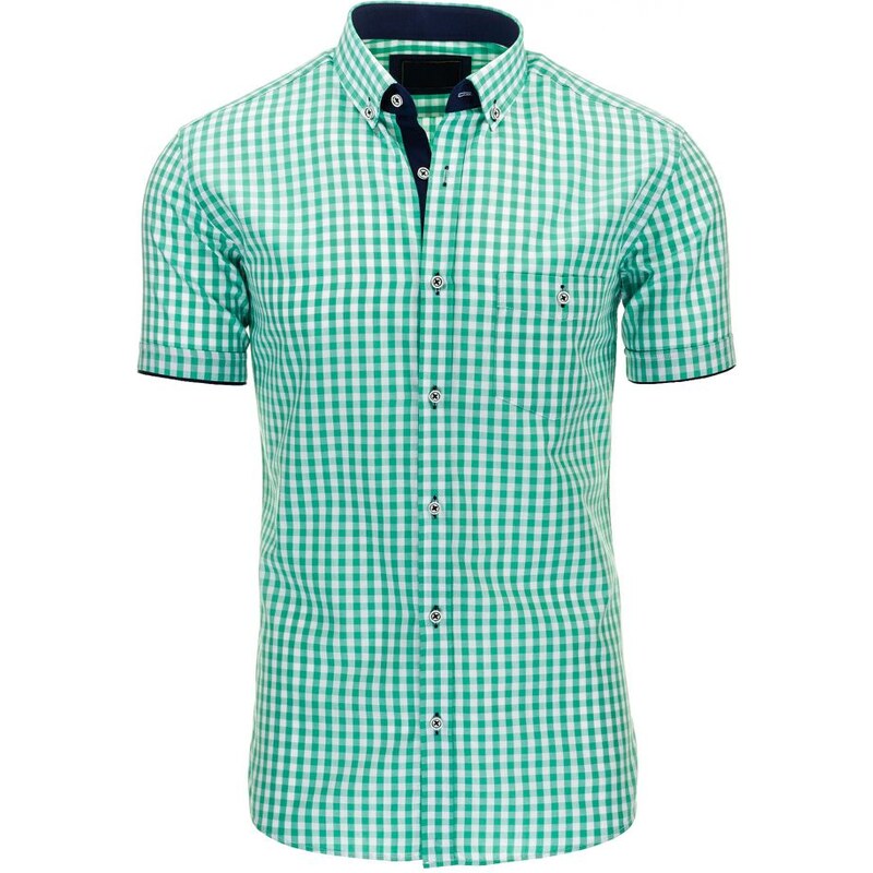 Kostkovaná zelená pánská košile