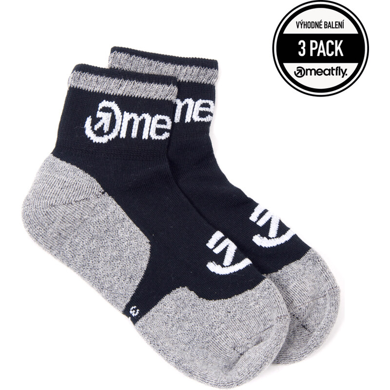 Ponožky Meatfly Logo Middle - 3 Pack A - Grey