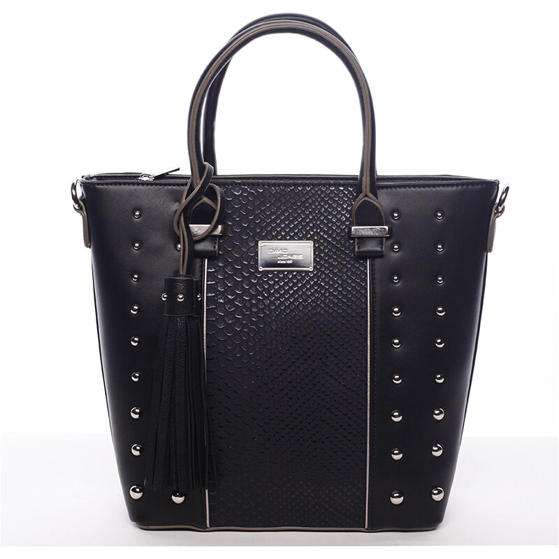 Černá luxusní kabelka s cvočky David Jones Margery černá