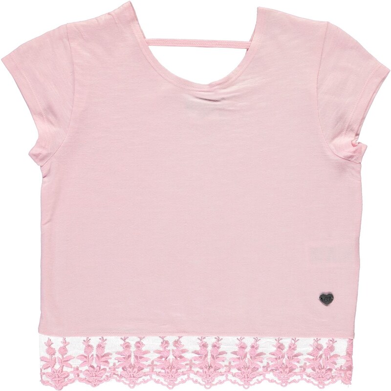 Triko Lee Cooper Lace Trim T Shirt dětské Girls Light Pink
