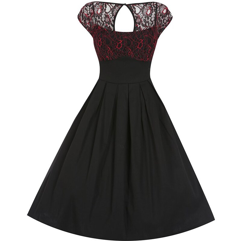 LINDY BOP Dámské retro šaty Verona červeno černé