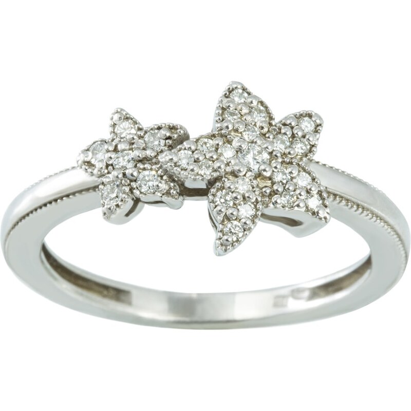 Stříbrný prsten diamantová květina KLENOTA