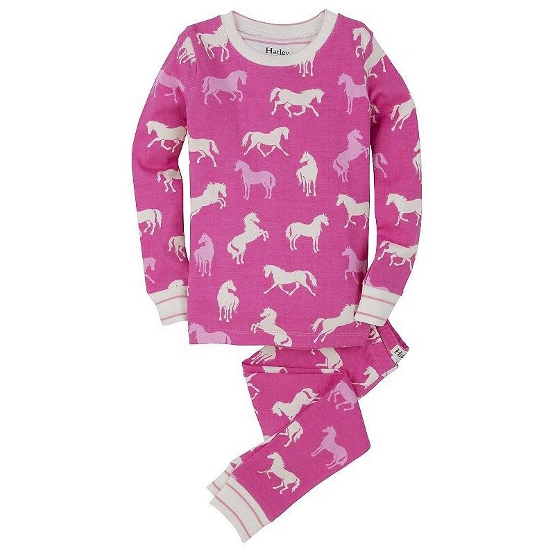 Hatley Dívčí pyžamo s koníky - růžové