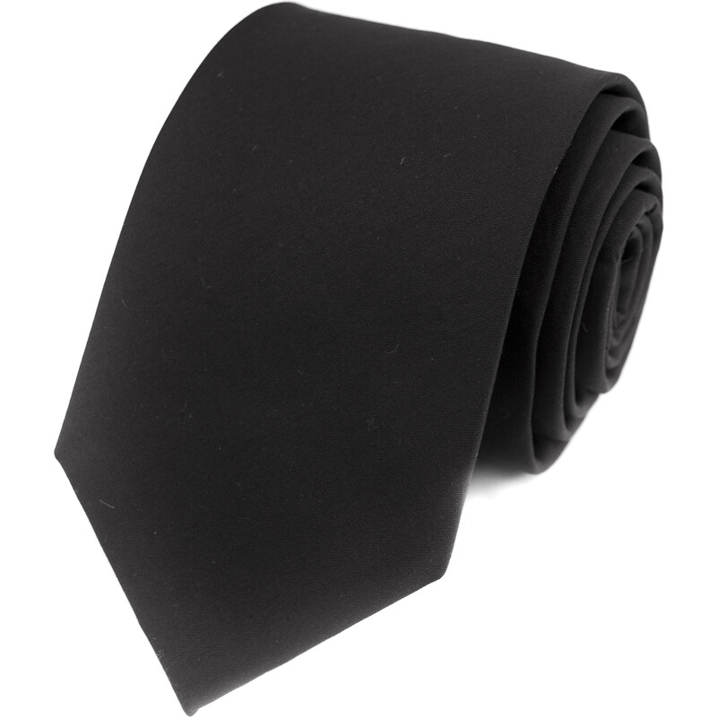 Avantgard Černá luxusní bavlněná jednobarevná kravata _
