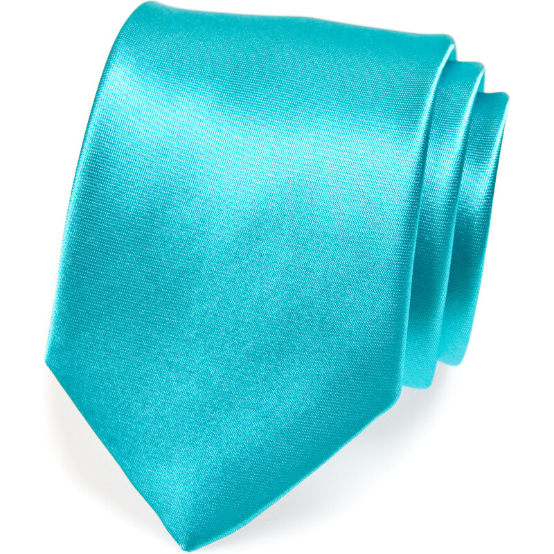 Avantgard Zářivě tyrkysová jednobarevná lesklá kravata