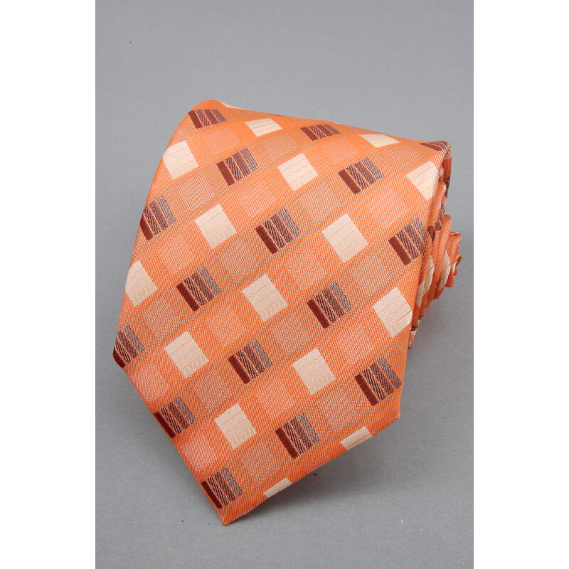 Avantgard Oranžová kravata se čtverci _